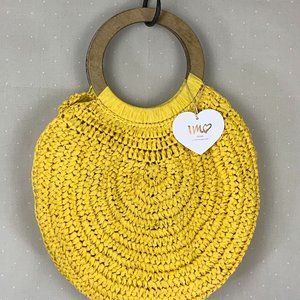 Vegan Handbag in Woven Yellow Raffia